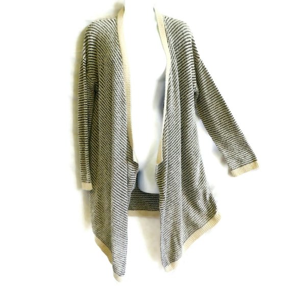 Eileen Fisher Cardigan Waterfall Organic Cotton Drop Shoulder Long Sleeve Ribbed - Picture 3 of 9